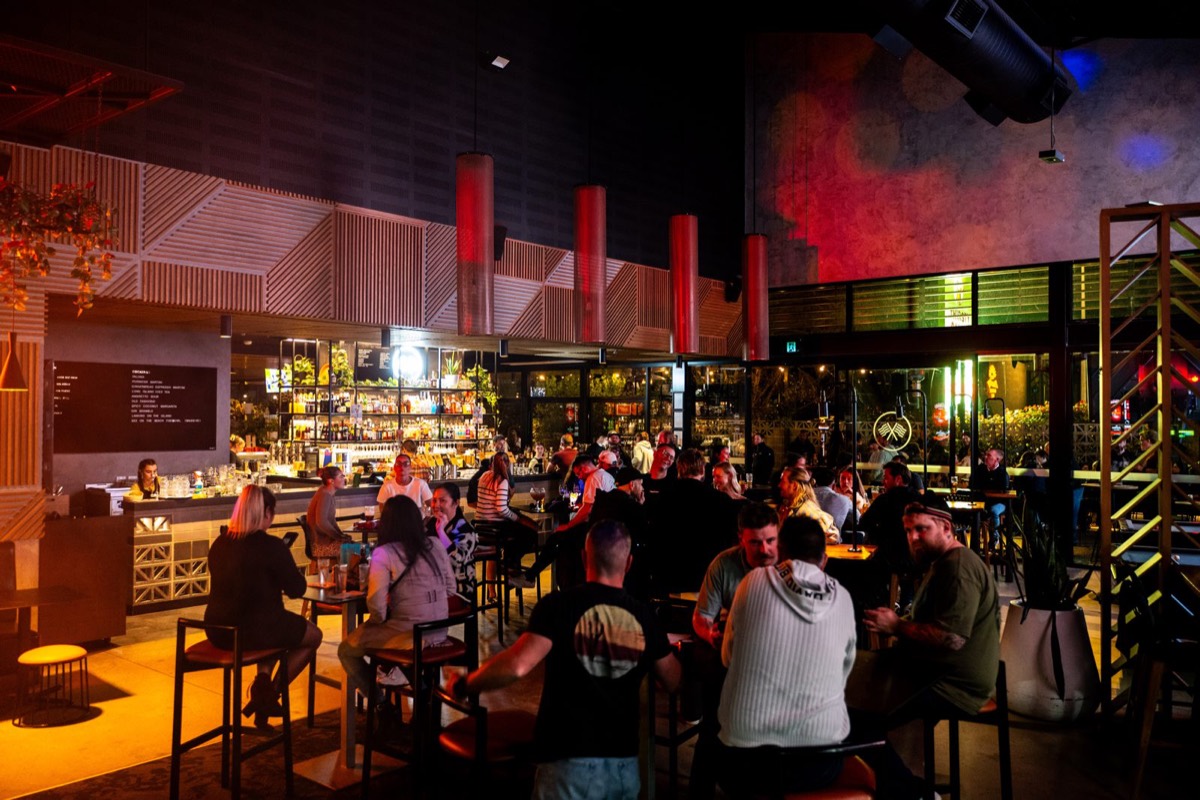 The Landing's bar area full of guests on event night